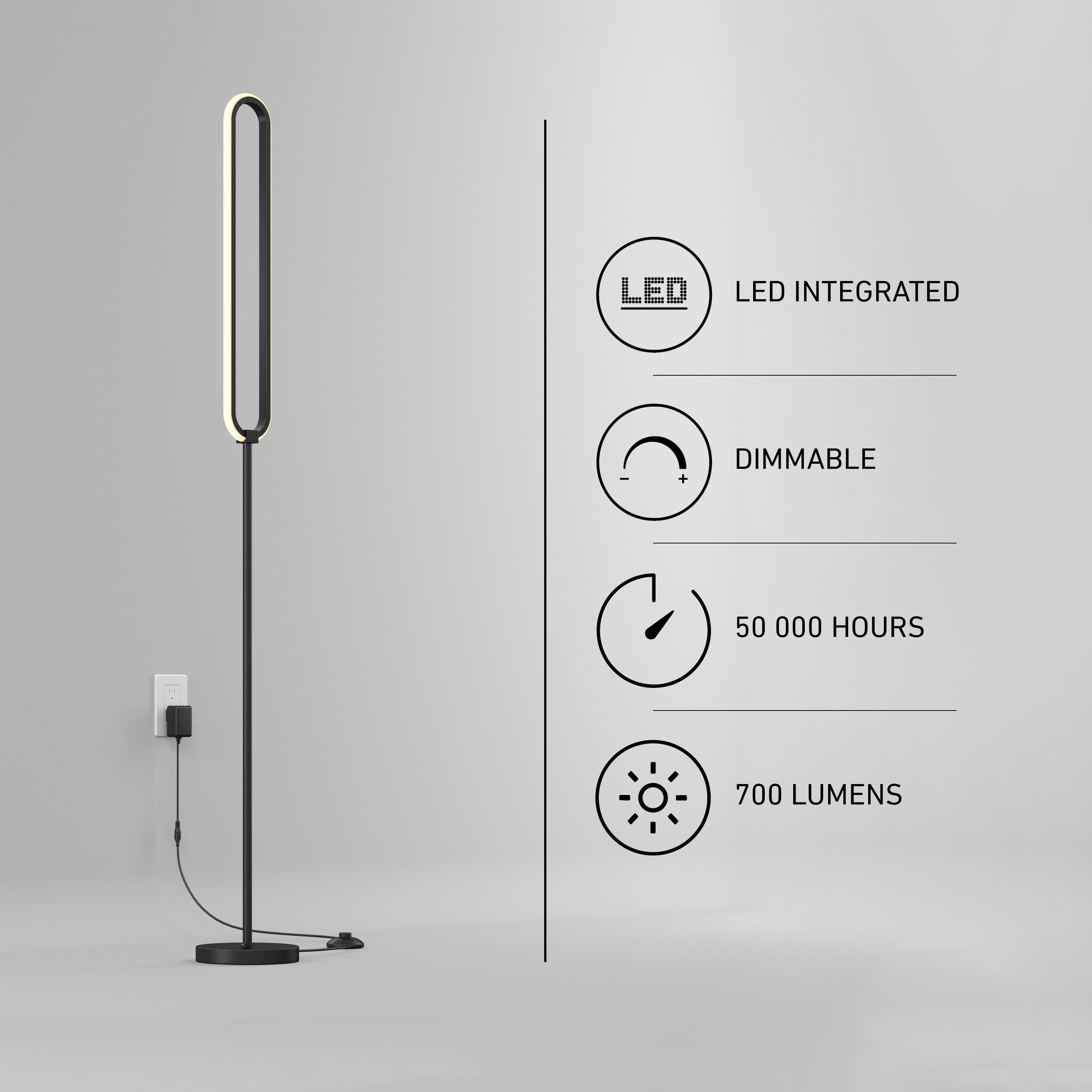Leni Dimmable LED Floor Lamp, Matte Black | Artika Canada