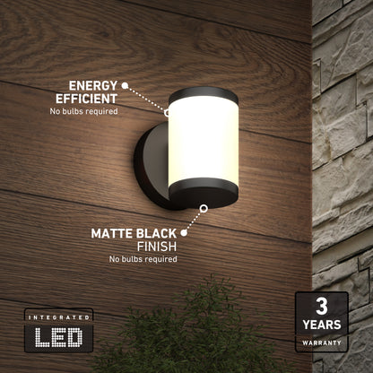 Artika Landon LED Outdoor Wall Light 2-Pack in matte black offers dimmable, energy-efficient lighting, and includes a 3-year warranty.