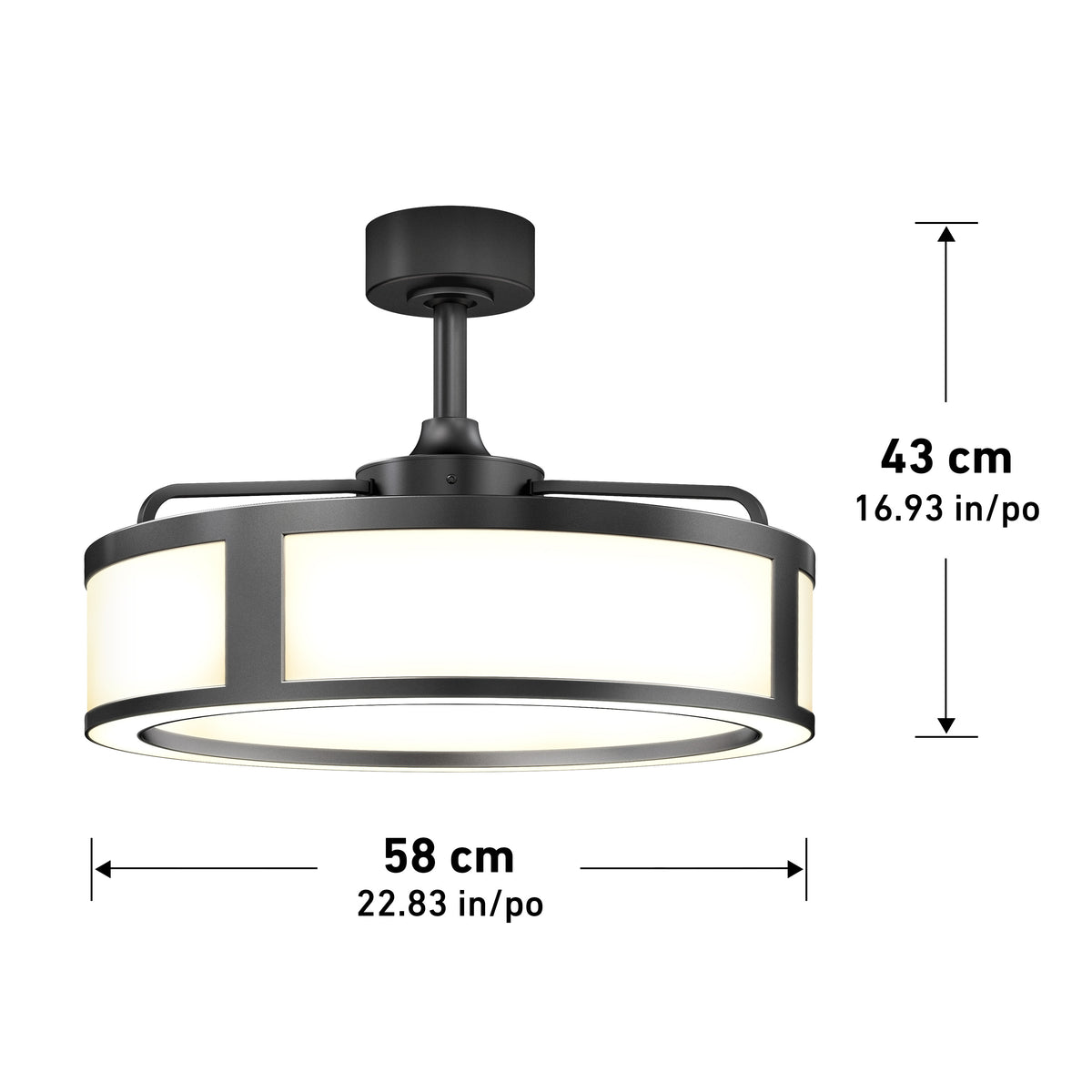 Huxley 23 in. (59 cm) LED modern fandelier ceiling fan with light