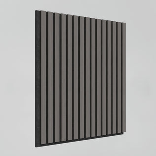 The Artika Sonolok 15.5 ft sound-absorbing wall panel kit features evenly spaced vertical black and gray slats on a light gray background.