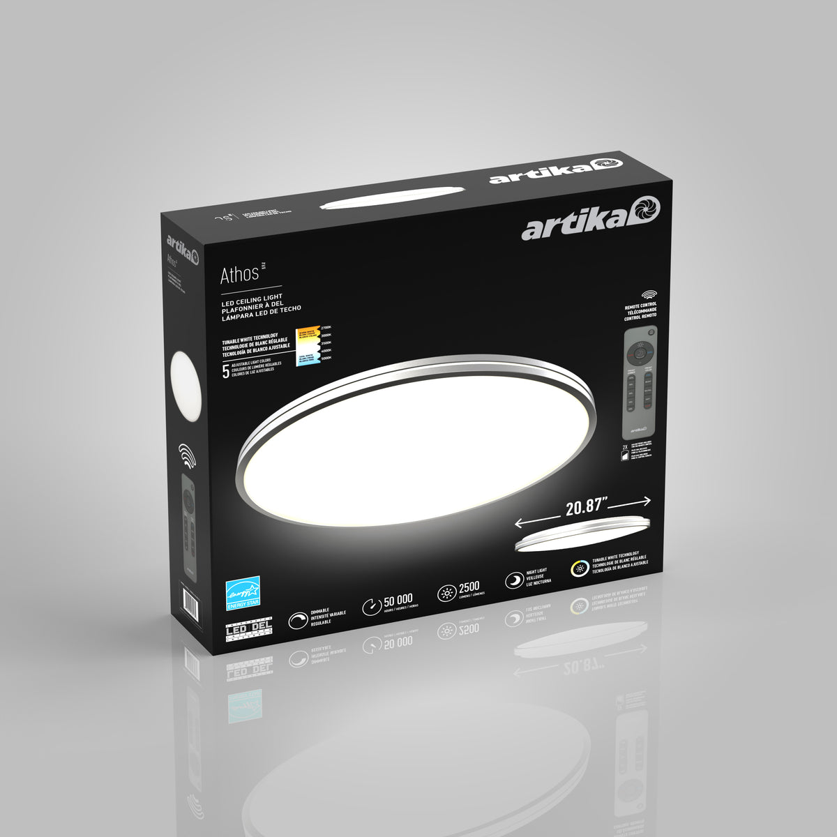 Athos 21 in. LED flush mount light  - with remote