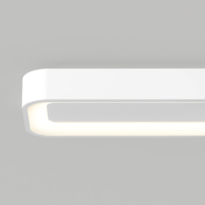 A close-up of the Artika Aiden 48 in. LED modern flush mount light 5 CCT, featuring rounded edges and a soft glow, set against a plain light gray background.