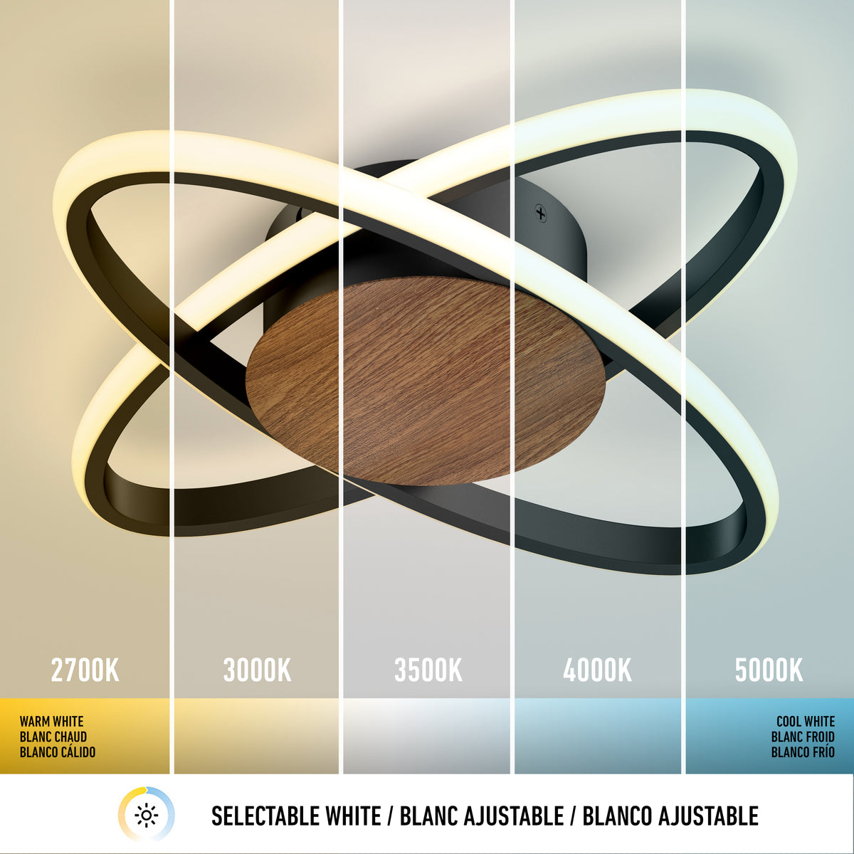 Atomic 15 in. (38 cm) Modern LED Flush Mount Ceiling Light 5 CCT