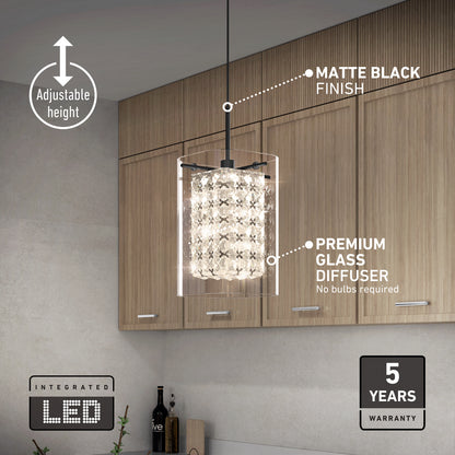 Crystal Cube suspension à 1 Lumière DEL