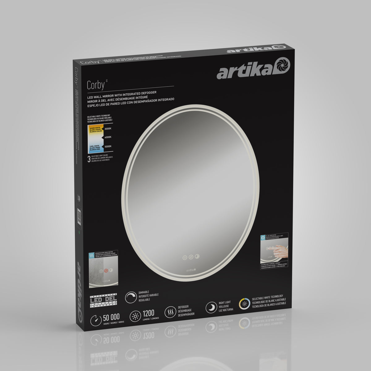 Corby 22 in. x 28 in. LED mirror 3 CCT with defogger