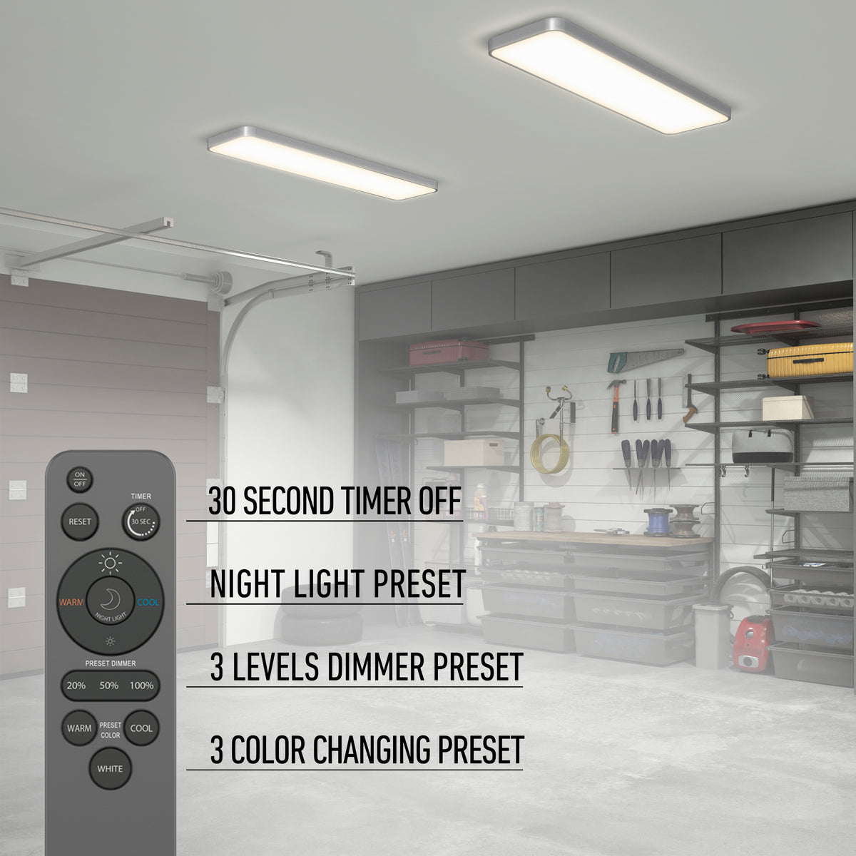 Europa 48 in. x 12 in. (122 x 30 cm) Modern Flush Mount Ceiling Light- with remote