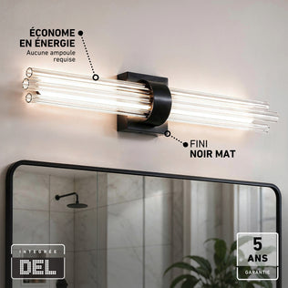 Artika Dorado 27 in. LED Wall Vanity, 5CCT, matte black, dimmable, energy-saving, 5-year warranty—stylish bathroom lighting.