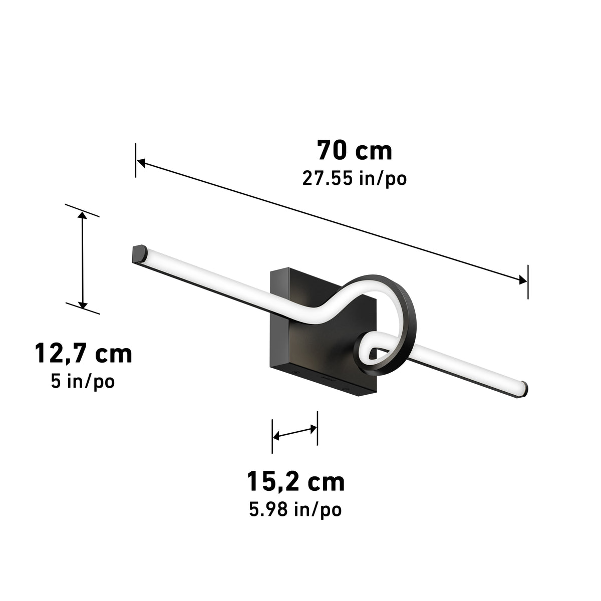 Bowtie 29 pulg (74 cm) luminario de baño LED integrado 5 TCL para baño