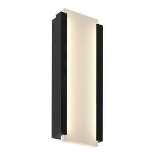 The Artika Blade indoor-outdoor LED wall light features a modern rectangular frosted white panel with black vertical side accents, shown mounted vertically on a plain white background.