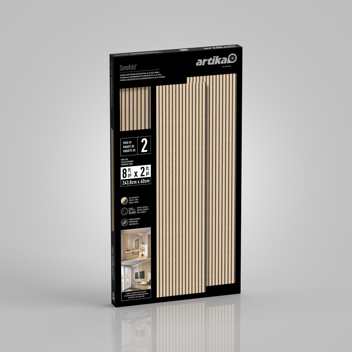 Sonofold sound-absorbing wall panel kit - pack of 2