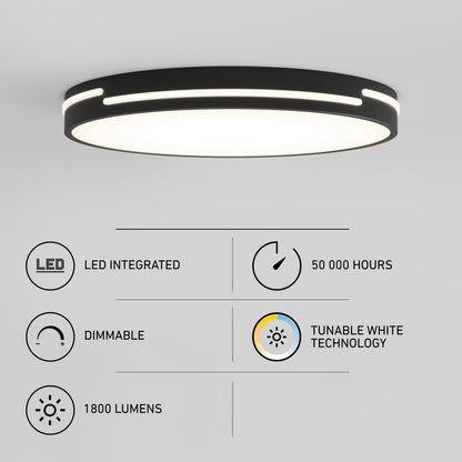 Artika Delray 16″ Modern LED Flush Mount Ceiling Light, 5 CCT, dimmable, 1800 lm, 50,000 hrs.