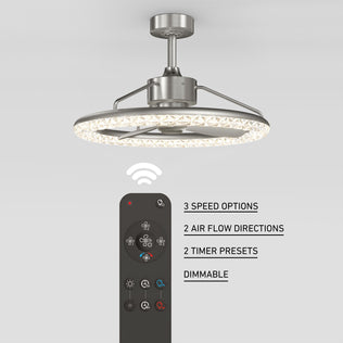 Artika Carat 23" LED Modern Ceiling Fan features a gemstone-cut diffuser and remote for speed, airflow, timer, and dimmer control.