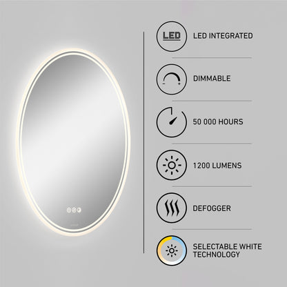 Corby 22 in. x 28 in. LED mirror 3 CCT with defogger