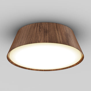 The Artika Dunham 15 in. LED flush mount has a walnut wood finish, white diffuser, and dimmable 5 CCT lighting.