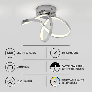 Artika Loop modern LED flush mount light, 3 CCT, dimmable, 1200 lumens, 50,000 hrs, selectable white, easy install.