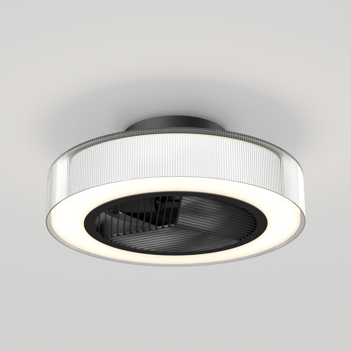 The Artika Groove 20 in. LED modern ceiling fan features a circular LED light ring, central black ventilation grille, and 3 speeds with remote control, shown ceiling-mounted against a plain white background.