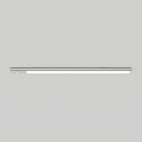 A modern, slim, rectangular LED ceiling light fixture mounted on a plain light gray ceiling, glowing softly and evenly.