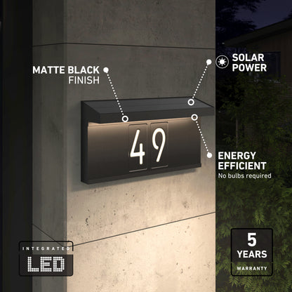 Bowen solar LED outdoor address wall light 5 CCT