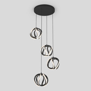 Artika Vivaldi LED 4-light pendant features abstract LEDs on a round black mount with integrated LED technology.