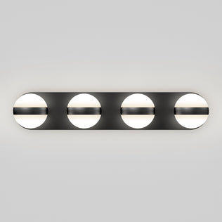 The Artika Baldric LED modern bathroom vanity light 3 CCT features four circular lights, perfect for stylish, contemporary bathrooms.