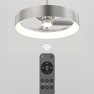 The Artika Austin 23 in. LED modern ceiling fan features a circular metallic frame, sleek design, quiet motor, and includes a remote for effortless wireless operation.
