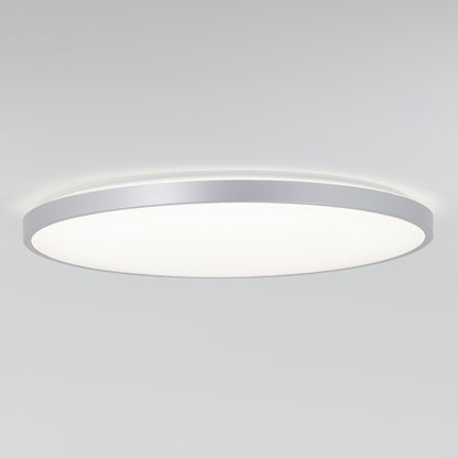 The Artika Europa 21 in. LED modern flush mount light features a slim silver rim and emits soft, even white light. This contemporary ceiling fixture comes with a remote for easy control and suits any plain white ceiling.