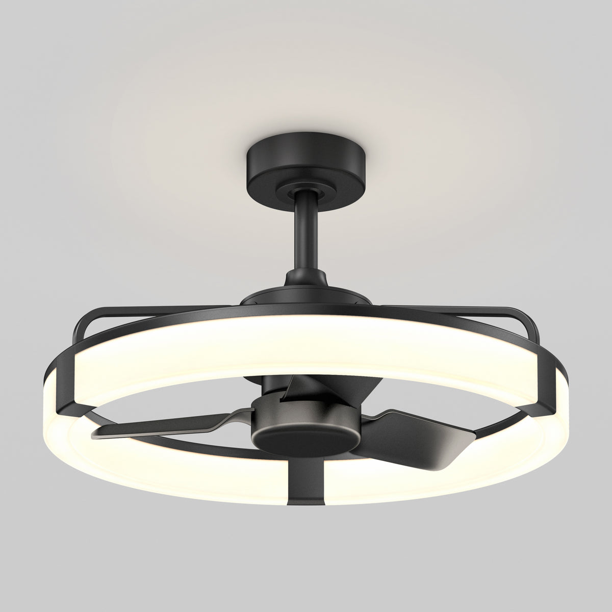 The Artika Sunnyvale 23" LED modern fandelier ceiling fan with light and remote is mounted on a white ceiling.