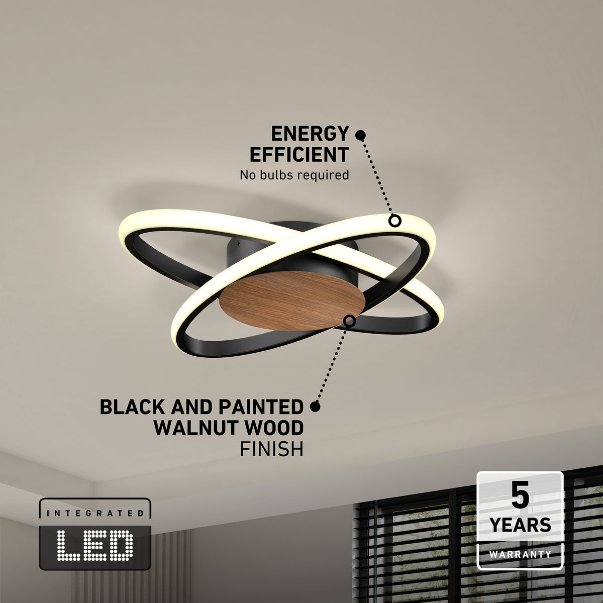 Atomic 15 in. (38 cm) Modern LED Flush Mount Ceiling Light 5 CCT