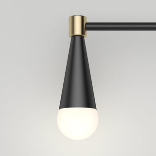 The Artika Wayden LED mid-century vanity light features a conical black/brass fixture with a round frosted bulb.