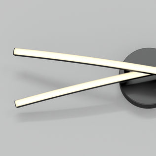 The Artika Orly 25-in (64 cm) Modern Integrated LED 3-CCT Vanity Light features two slim illuminated bars set on a round black base—ideal for elevating modern bathroom decor.
