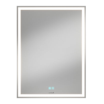Artika Aurea 24″x31″ anti-fog LED mirror with two blue touch buttons at bottom center.