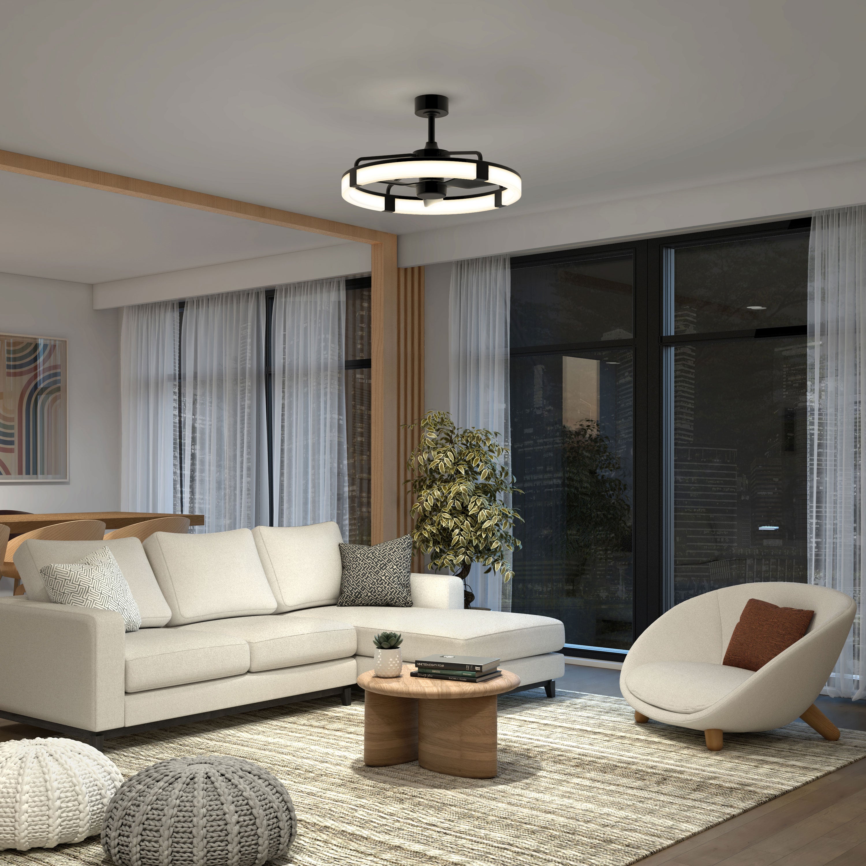 Sunnyvale 28 in. LED modern ceiling fan in Black | Artika Canada