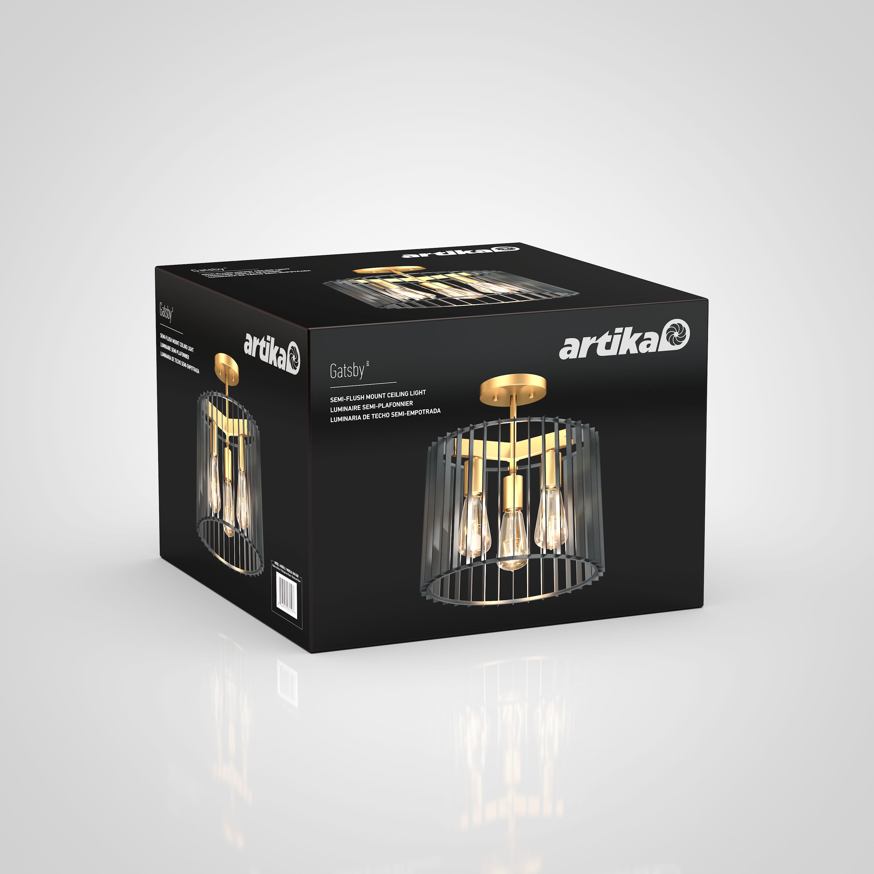 Gatsby flush mount light black and gold | Artika