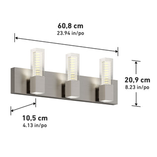 The Artika Hologram LED Modern Bathroom Vanity Light 5 CCT is dimmable and measures 60.8 x 20.9 x 10.5 cm—ideal for mirrors.