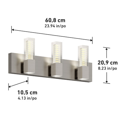 Hologram 24-in (61 cm) 3-Light Modern LED 5-CCT Vanity Light for Bathroom