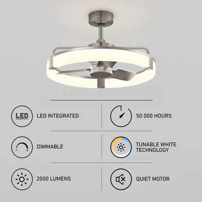 Sunnyvale ventilateur moderne 23 po. à DEL - avec télécommande