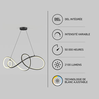 Artika Siena modern LED pendant light 5 CCT, dimmable, 50,000 hrs, 2100 lumens, adjustable white.