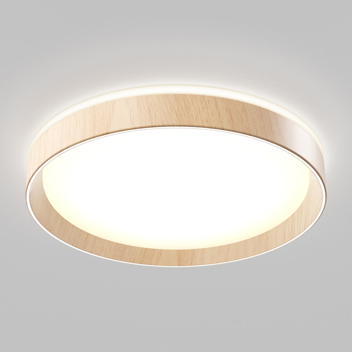 The Artika Callisto 15 in. LED flush mount light features a wooden trim and white frosted center, offering a soft, even glow. Its modern design suits any space, while the 5 CCT options let you customize the lighting to your preference.