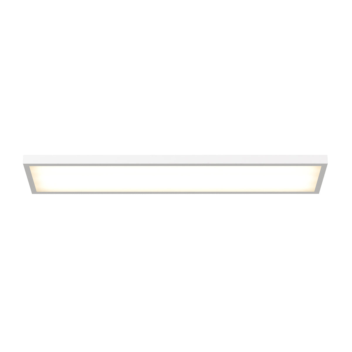 The Artika Skyshade smart RGB LED panel, rectangular with a white frame, installed flush on the ceiling against a white background.