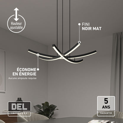 Artika Orly modern LED pendant light 5 CCT with a matte black finish, adjustable height, and energy-efficient lighting.