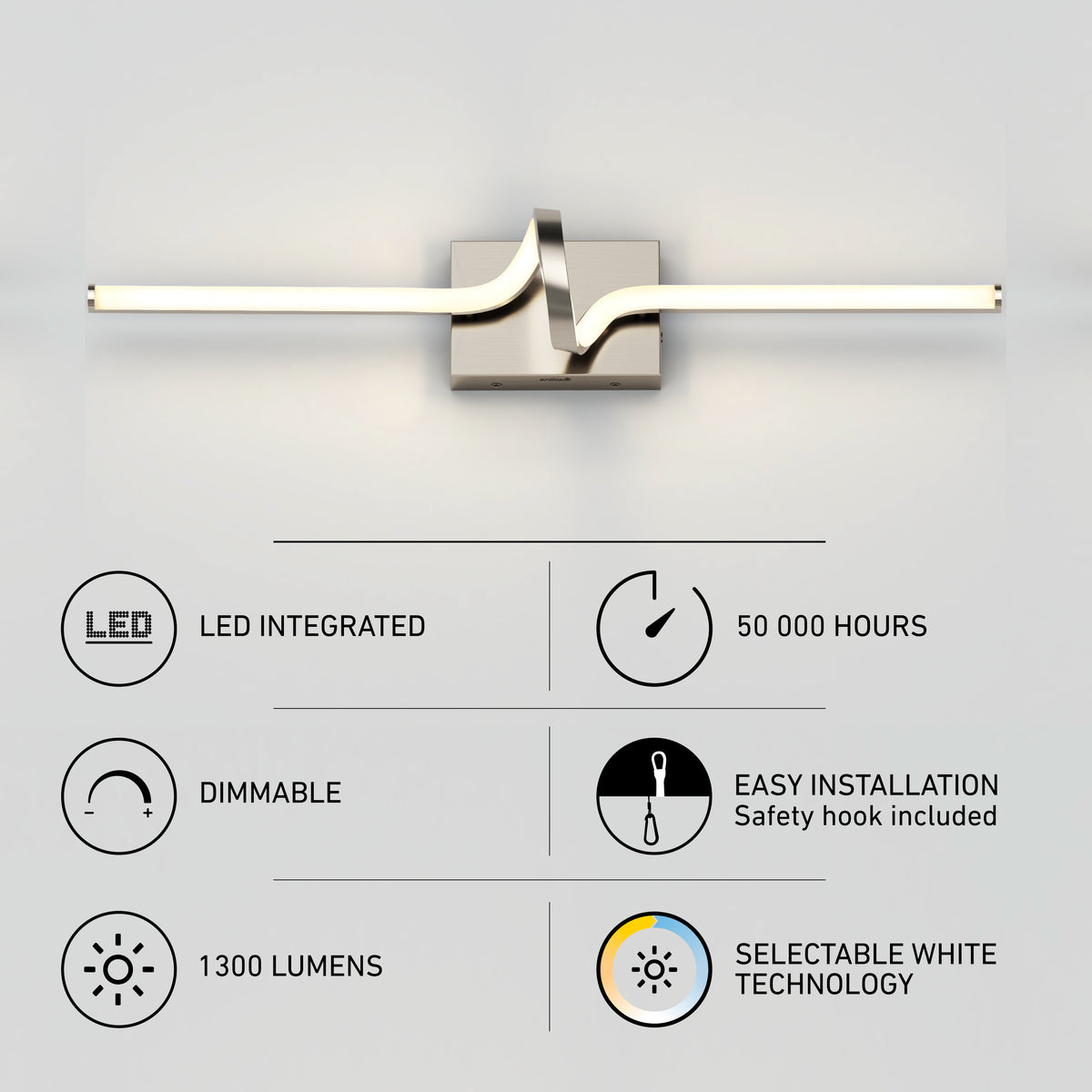 Bowtie 29 pulg (74 cm) luminario de baño LED integrado 5 TCL para baño