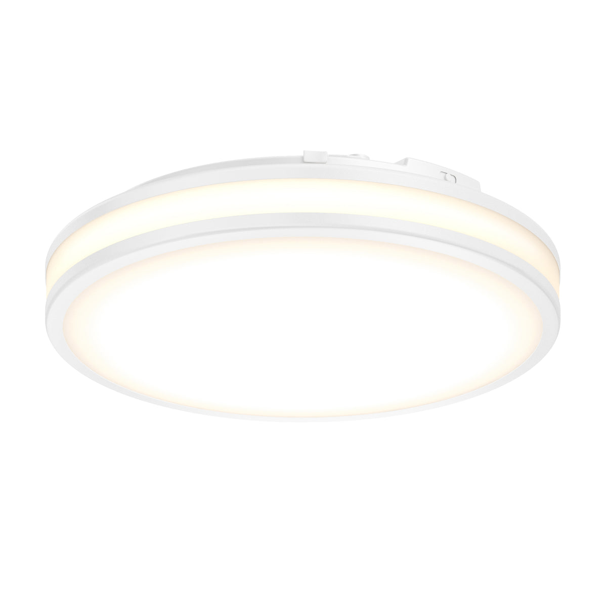 The Artika Hemisphere 15 in. LED flush mount light features a round, modern white design with a glowing ring and offers 5 CCT options for soft, even warm lighting.