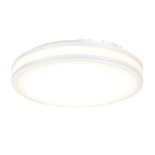 Artika Hemisphere 15″ Modern LED Flush Mount Ceiling Light 5 CCT, round white design with glowing edge, shown against a white background.