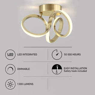Artika Swirl LED flush mount—dimmable, 1300 lumens, 50,000-hour life; easy install for modern interiors.