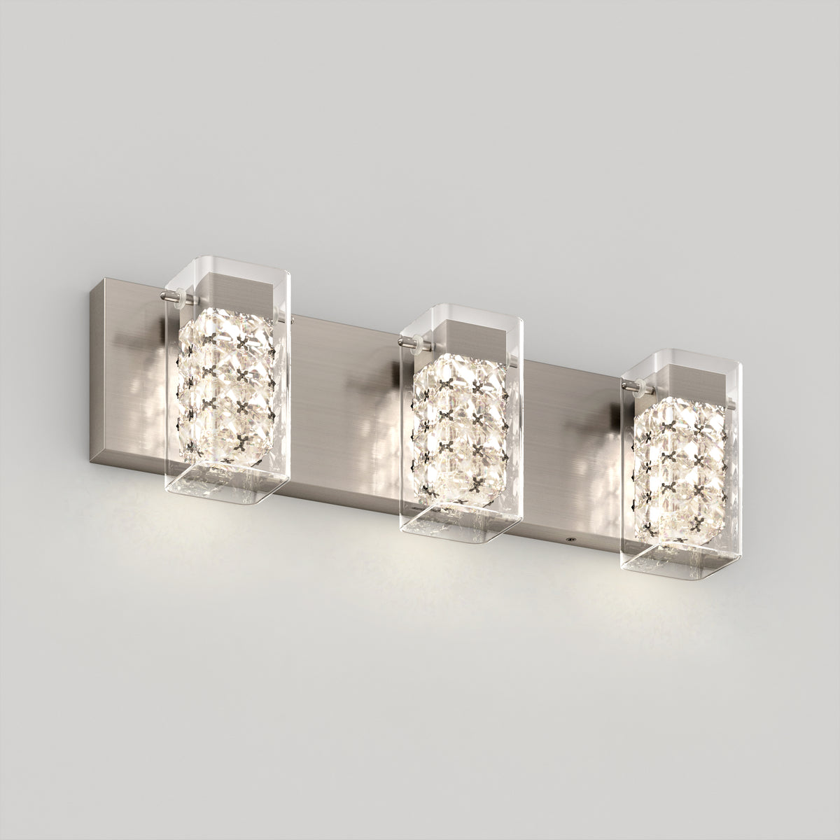 Crystal Cube 21 pulg (53 cm) luminario de vanidad de 3 luces LED moderno 5 TCL para baño