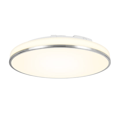Artika Summit 15 in. LED Flush Mount 5CCT with white diffuser, slim silver trim, shown illuminated on a white background.