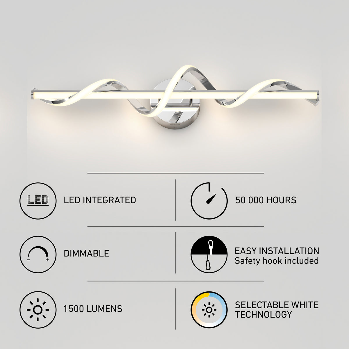 Coda 27 pulg (69 cm) luminario de baño LED integrado 5 TCL para baño