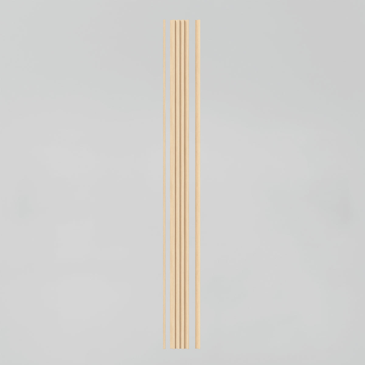 Eight Panolok 30.67 ft wall panels by Artika are lined up vertically against a plain light gray background, showcasing a sleek minimalist style.