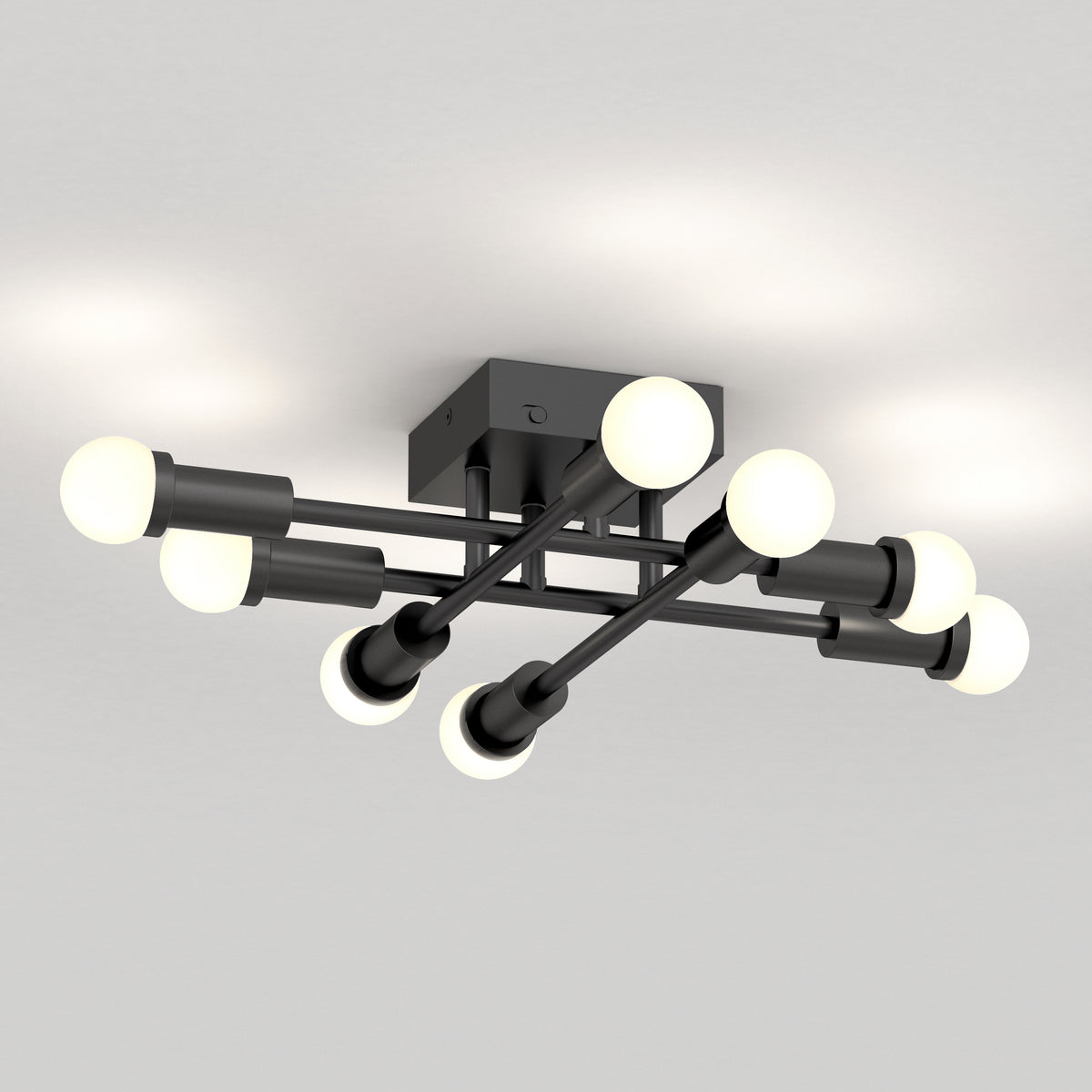 The Artika Aristo LED flush mount 3 CCT features eight round bulbs on sleek rods for a modern, contemporary ceiling look.