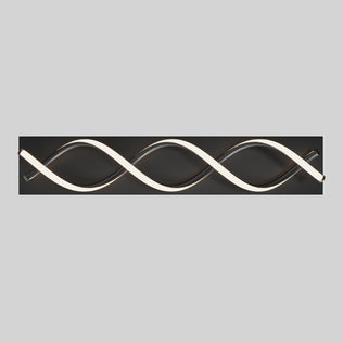 Artika's DNA modern LED bathroom vanity light features two intertwined wavy tubes on a sleek black base against a light gray background.